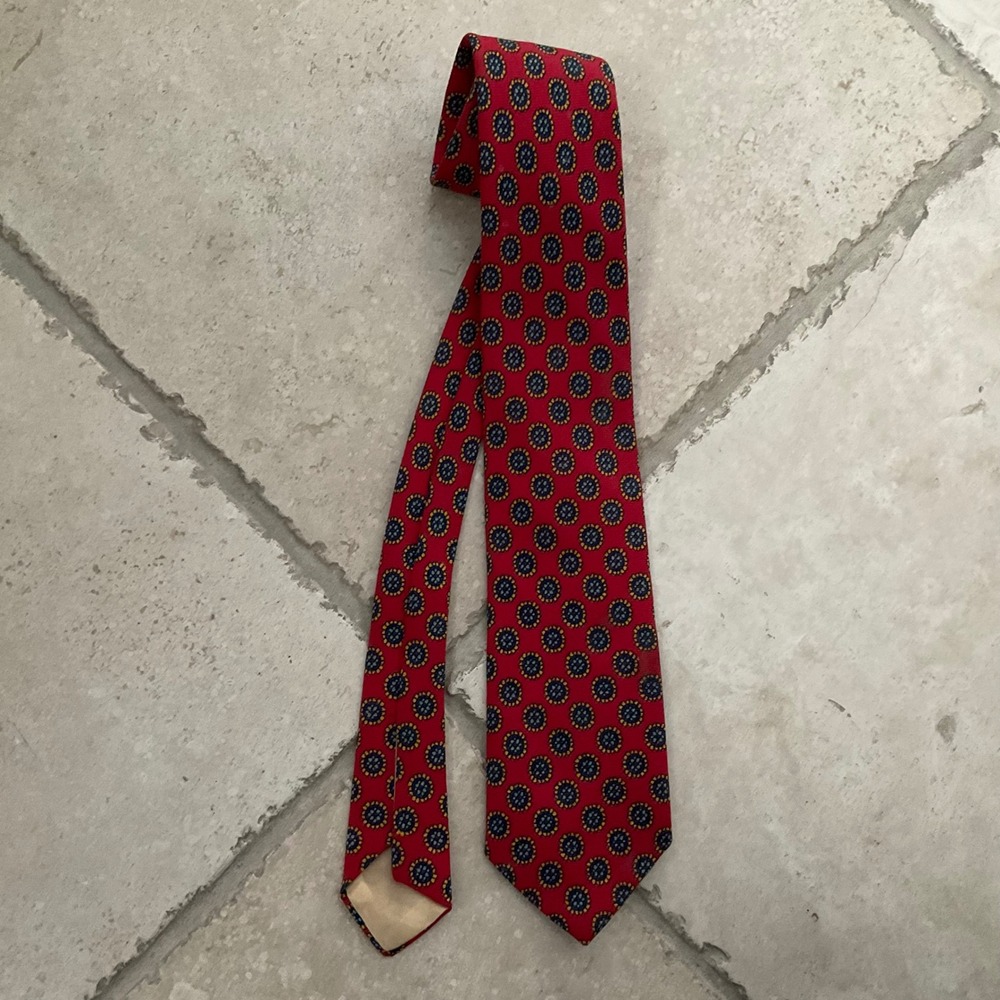 Vtg The Country‎ Squire Princeton NJ Red Geometric Silk Necktie Mens
